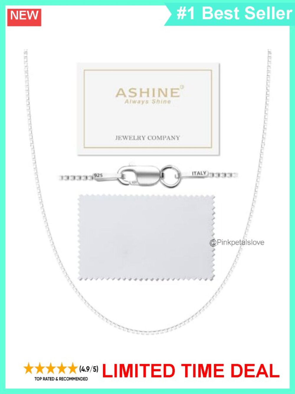 Sterling Silver Box Chain Necklace Pendant Ready Minimalist